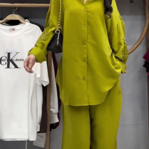 Women trendy Oversized Cotton Shirt Green