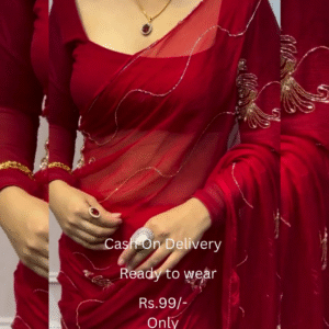 Women’s Pure Georgett Ready To Wear Saree With Fancy Blouse