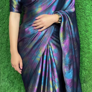 multicolour printed ready to wear silk saree