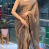 Two-Tone Grey Golden Diamond Suneri Saree