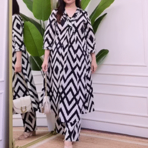 Women’s Cotton Kurta Set || Cotton Printed Kurti with Pant Set || Katha Work on Front.