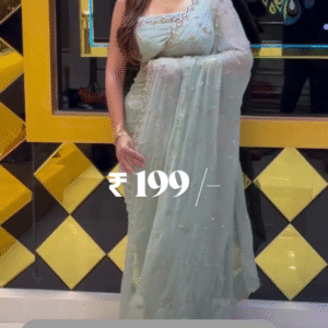 Buy Sky Blue Stonework Georgette Saree