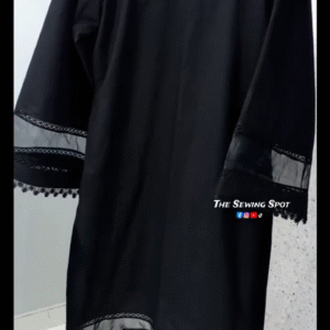 Women black Simple Sleeve Lace Work Top