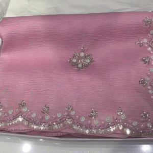 pastel pink Soft crush tissue saree for women