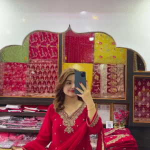 Bride Red Color Chinon With Embroidery Coding Dori Work Salwar Suit