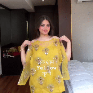 Women Yellow Embroidery Work Top with Palazzo And Duppta
