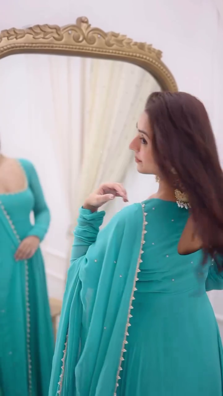 New Partywear Faux Georgette with Embroidery Work Anarkali Set - Image 3