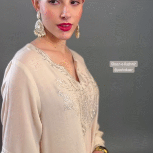 Beige Silk Resham & Zari Embroidered Kurta Set