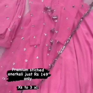 Women Cotton Pink Blend Kurta Pant Attached Dupatta Set