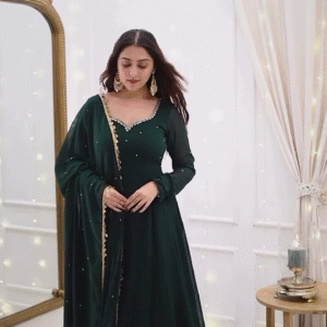 Beautiful trending new design Georgette Gown with dupatta set for women