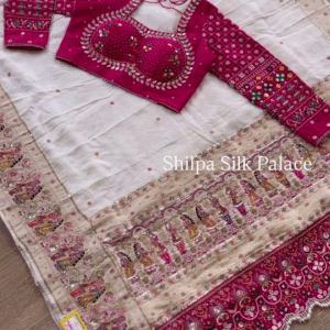Soft Kashmiri Pashmina silk weaving saree with work blose