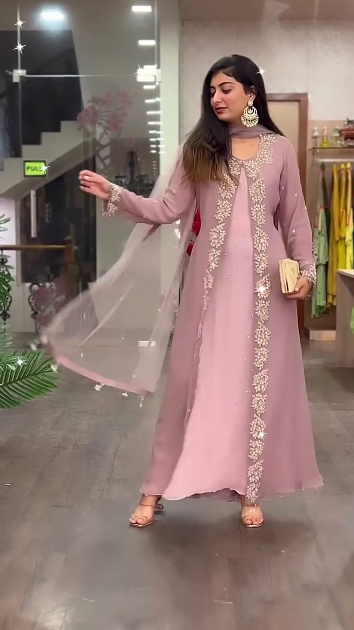 Atrractive Hot selling Jumpsuit with Full heavy Embrodeiry worked Shrug - Image 3