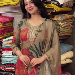 Women Party Wear Embroidery Worked Kurta With Pant And Duppata Set