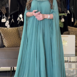 by Kaftan beautiful dress Chiffon Evening Gown with Cape Sleeves