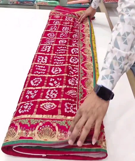 Latest New Pure Gaji Silk Hand Gotapatti Work Dupatta Sari - Image 2