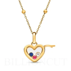 NEW 18k Gold Plating Floating Birthstone Charm (Gold) Necklace Heart-Shaped Pendant for Accessories DIY Necklace Jewelry