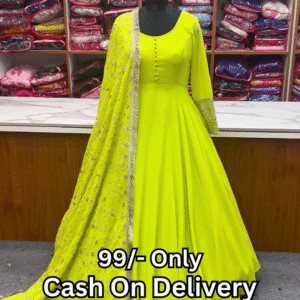 bright green georgette fully flaired anarkali suit set for women